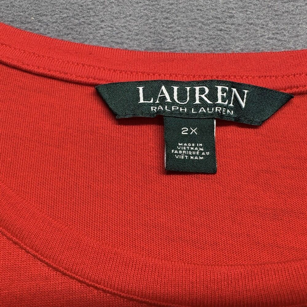 Lauren Ralph Lauren Red Logo T-Shirt Size 2X Short Sleeve Cotton Modal Tee - Picture 5 of 8